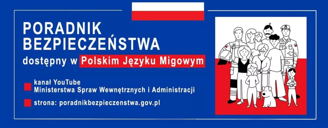Baner "Poradnik bezpieczeństwa" Polski Język Migowy  