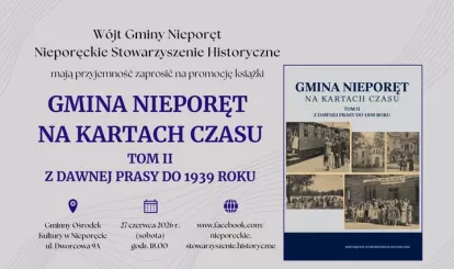  Plakat promocja książki „Gmina Nieporęt na kartach czasu”, tom II.
