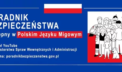 Baner "Poradnik bezpieczeństwa" Polski Język Migowy  